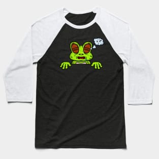 Frog Cartoon With Sleep Face Expression Baseball T-Shirt